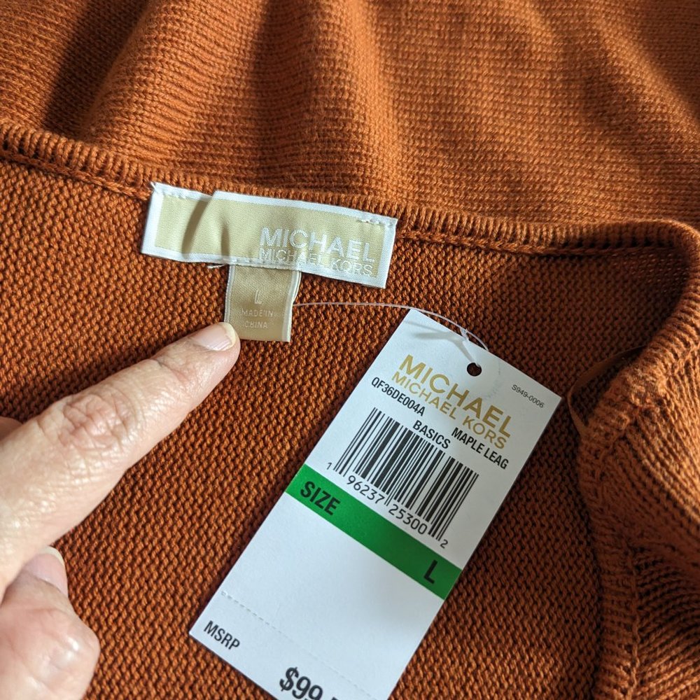 Michael Kors Tunic Brown Sweater with Zip Details Size L Cotton Blend NWT! - Picture 10 of 11